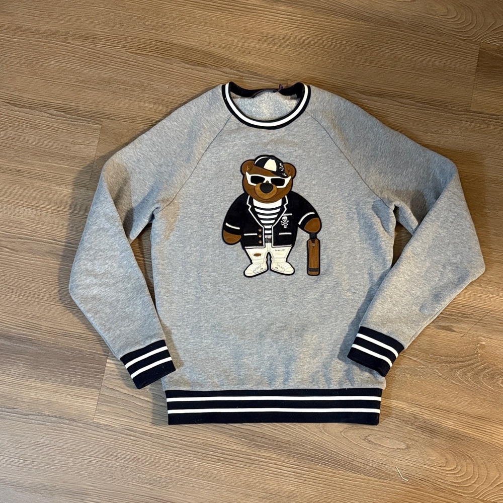 Ralph lauren purple label polo bear with baseball bat grey sweatshirt